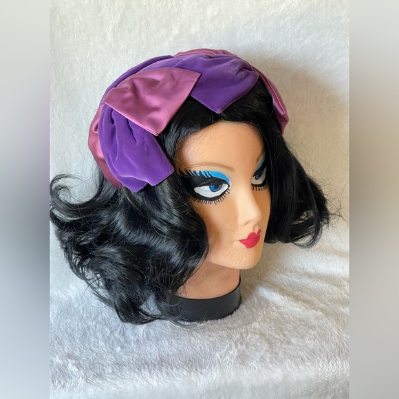 Vintage Accessories - Vintage pink purple fascinator adjustable headband 1950’s rockabilly